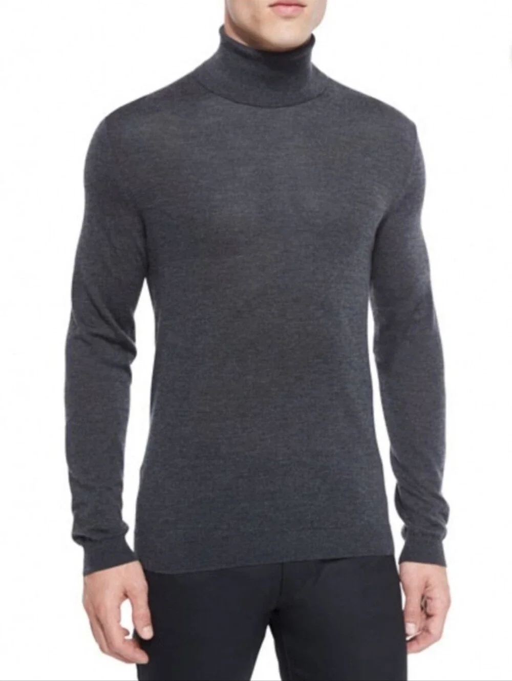 Theory Men's Merino Wool Charcoal Gray Turtleneck Sweater Size XL
